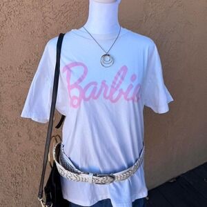 barbie pink and white tee